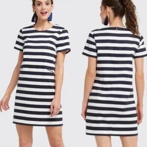 Draper James Nassau Striped Shift Dress | Navy + White | Size 8